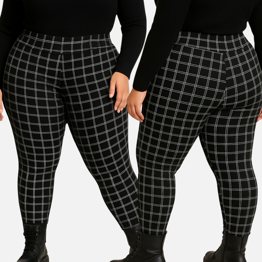 Legging Plus Size Cintura Alta Feminina Xadrez  Quadriculada G1 G2 G4 G5 Sem Pelinho