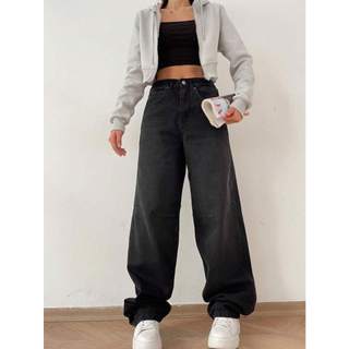 REF: P769 Calça jeans feminina larga de cintura alta