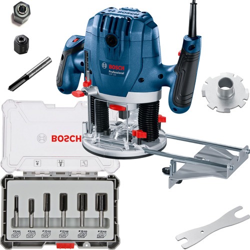 Tupia Coluna Bosch GOF 130 220v + Kit Fresas 6 Peças Retas