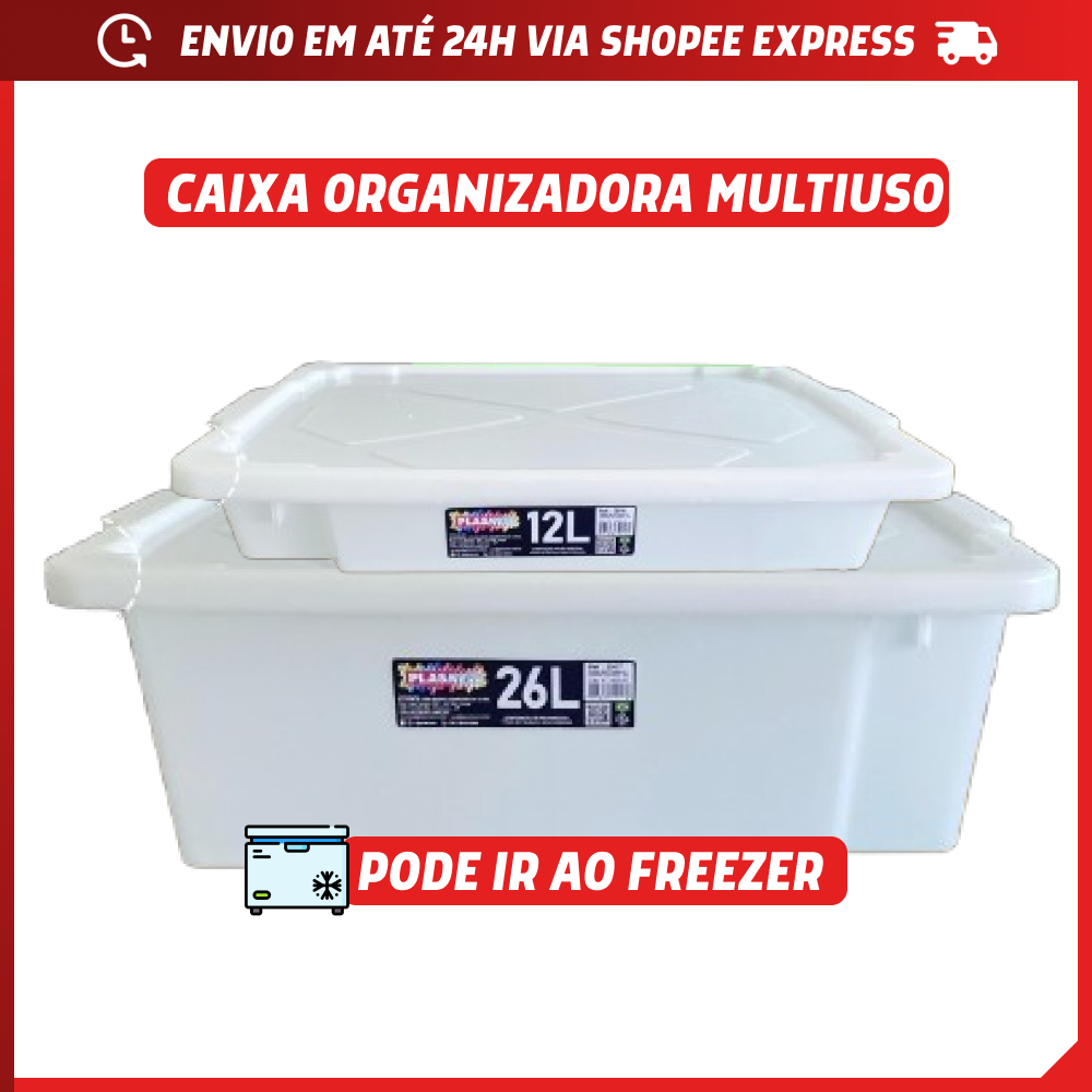 Caixa Organizadora Frigorífica 12L 26L Premium Multiuso Alimentos Freezer Açougue Churrasco Carne em Oferta na Shopee