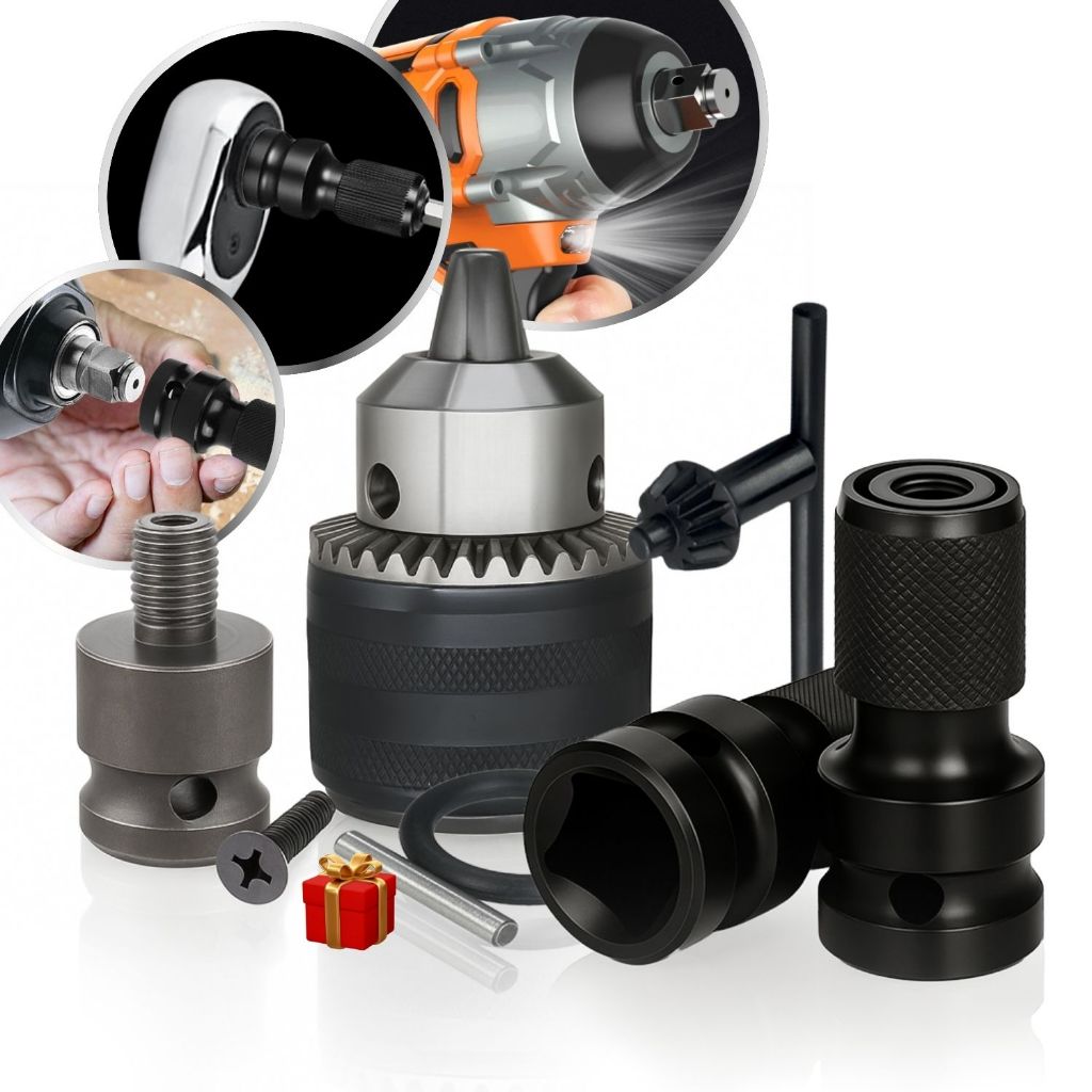 Kit Mandril com Chave + 2 Haste Soquete Adaptador Quadrado Chave De Impacto 1/2Pol Bits 1/4 Engate Rápido Parafusadeira em Oferta na Shopee