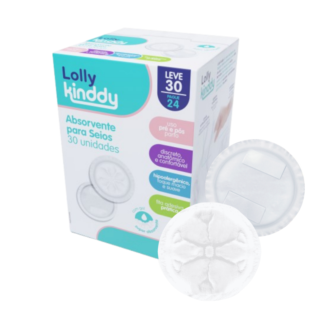Absorventes para Seio Amamentação Gel Super Absorvente Confortável com Fita Adesiva 30 Unidades