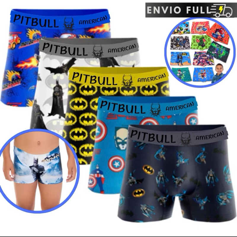 Kit com 5 Cuecas Boxer Infantil em Microfibra Estampada com Personagem  Cueca Box mais Conforto para as Crianças..