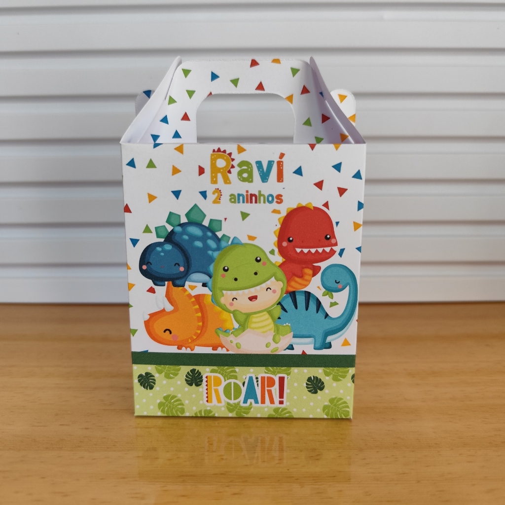 Caixa maleta personalizada Dinossauro baby/cute - Lembrancinhas - sacolinha surpresa/festa infantil