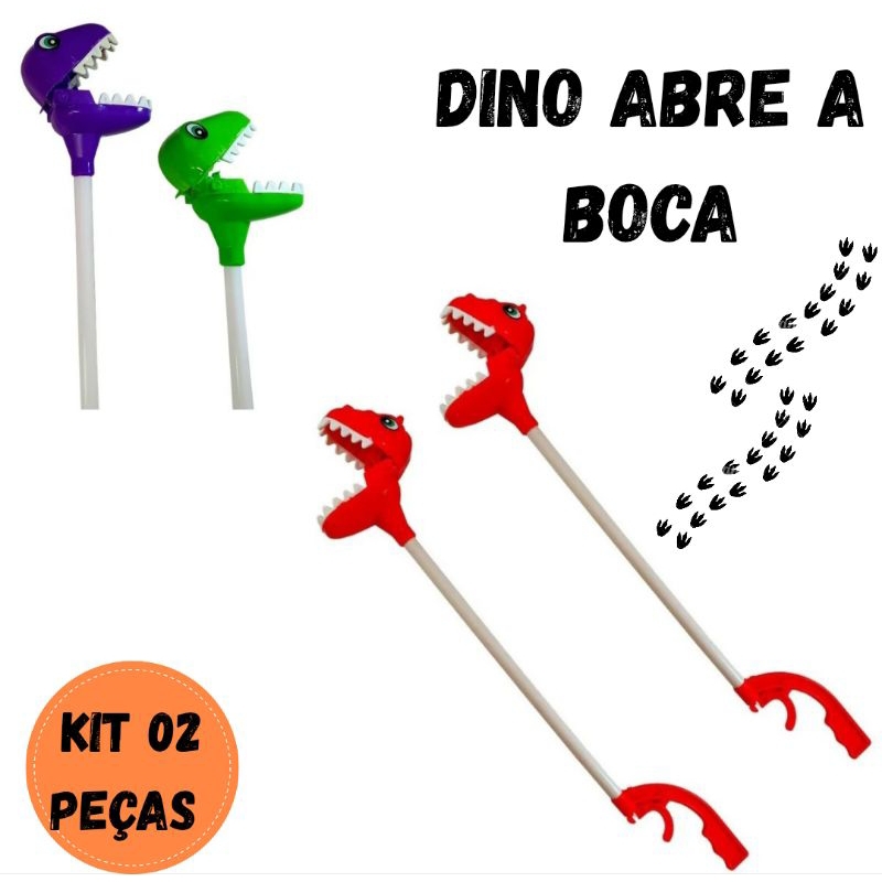 Kit 2 Dinossauro Pega pega abre e fecha a boca brinquedo infantil divertido dino