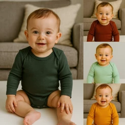 Body de Bebê Infantil Manga Longa Inverno Frio Minimalista Terrosos Neutros 100% Algodão.