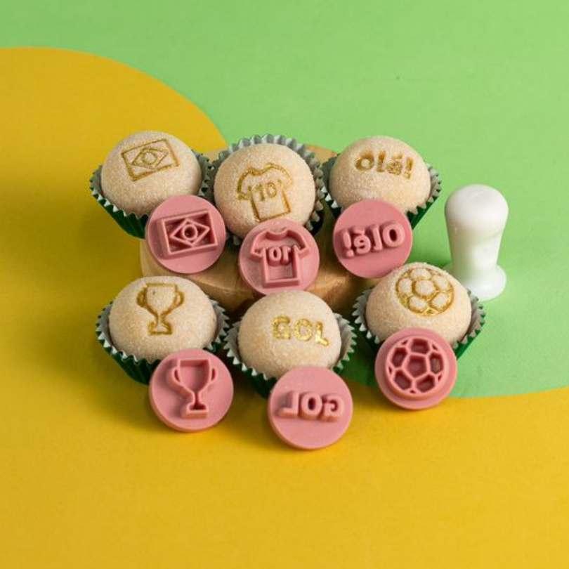 Kit Carimbos Futebol 2cm Para Marcar Docinhos Brigadeiros Aniversário Brasil Copa BlueStar em Oferta na Shopee