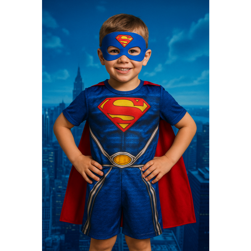 Fantasia Infantil Superman Meninos Aniversarios Festa Carnaval