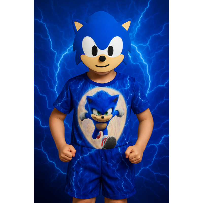 FANTASIA INFANTIL SONIC MENINOS ANIVERSARIO FESTAS CARNAVAL em Oferta na Shopee
