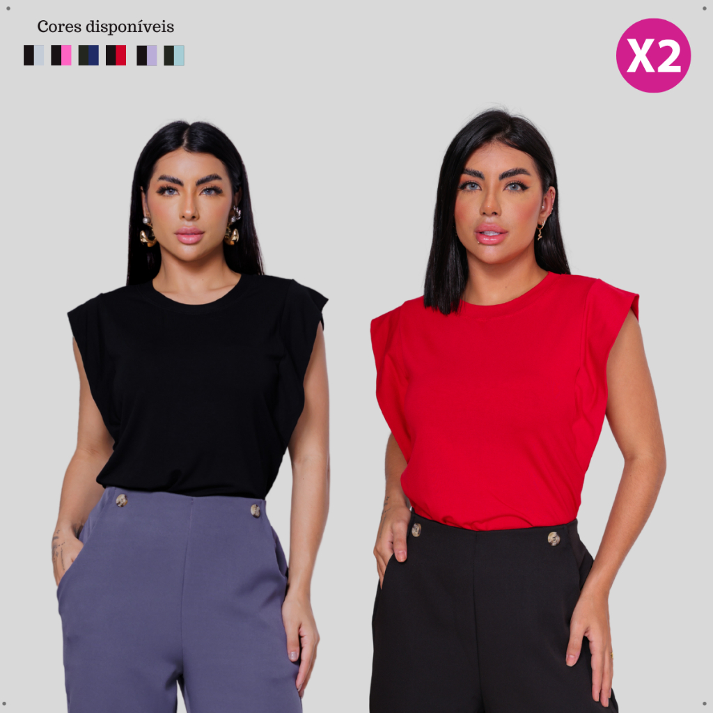 Kit 2 Blusas Feminina Básica Muscle Tee Viscolycra T-shirt
