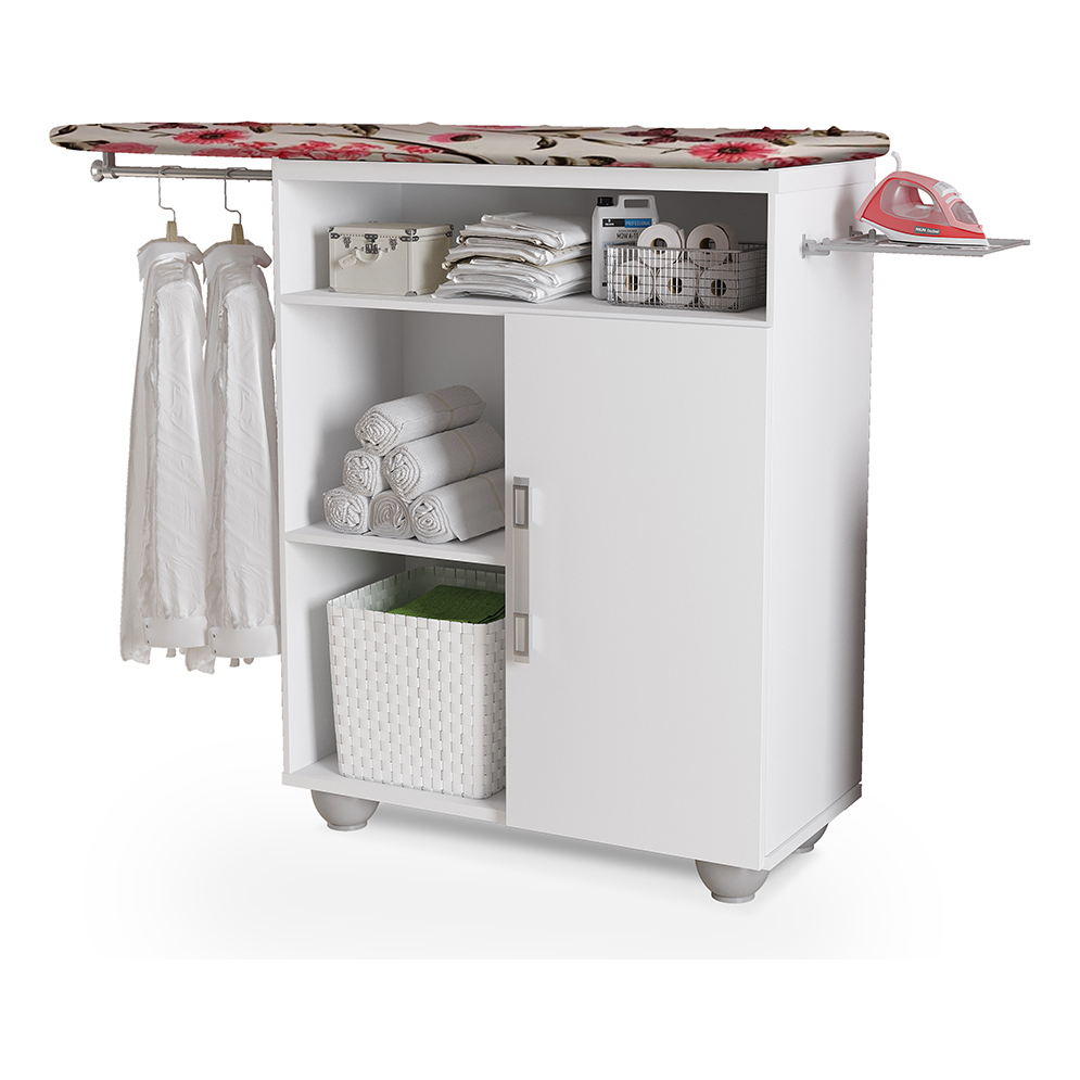 Tabua Mesa Passar Roupa Armarinho Organizador Suporte Ferro Branco