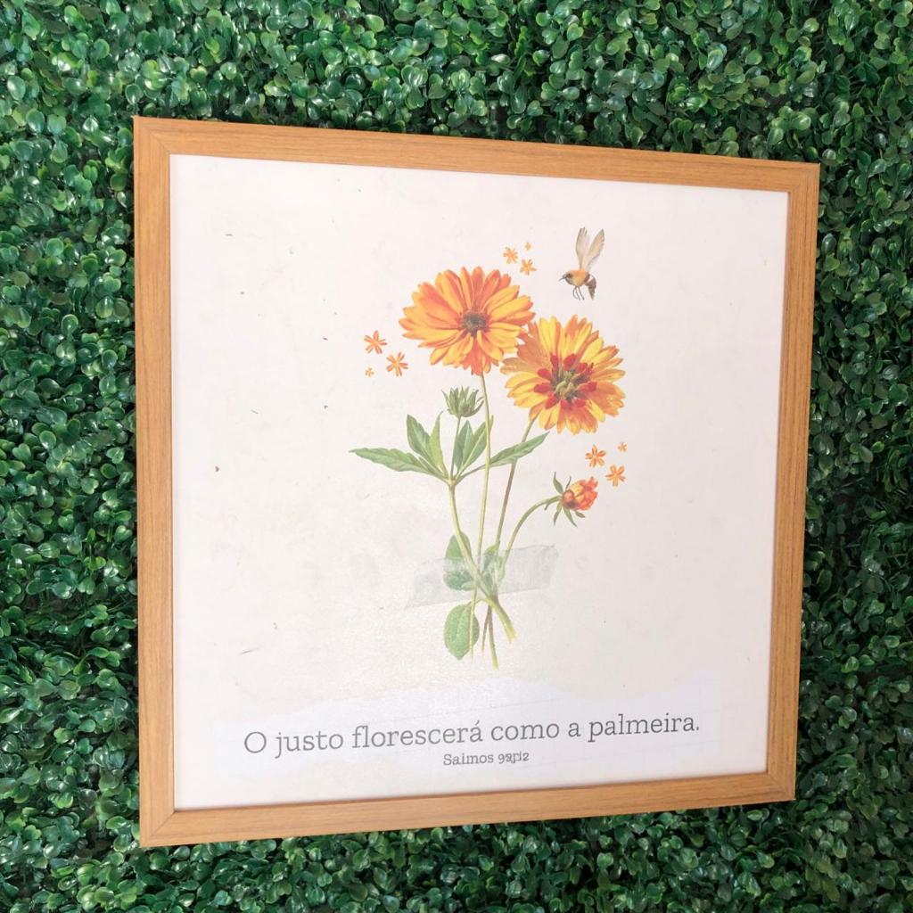 Quadro cobre caixa de luz com moldura 43x43 Salmos 92:12 O Justo florescerá.. para (sala/ quarto/decoração)
