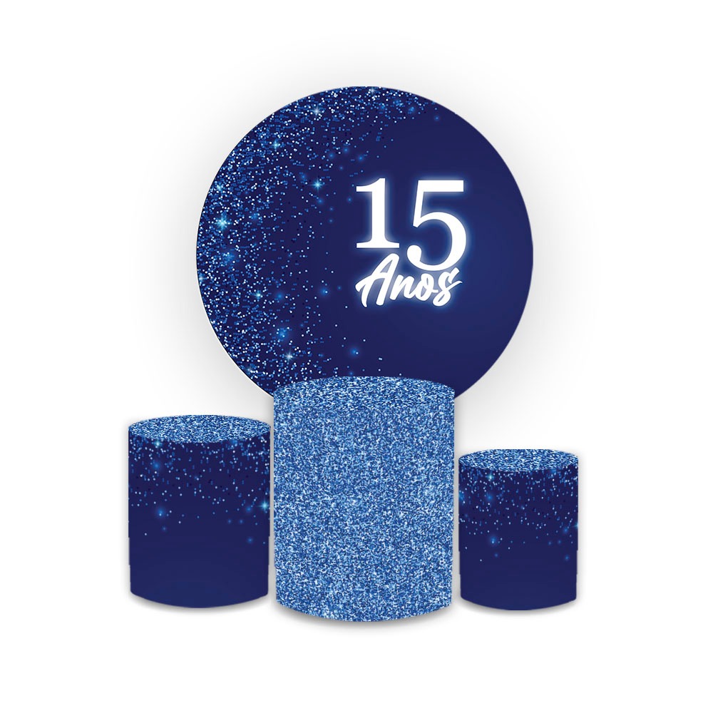 Kit Painel Redondo Sublimado + Trio De Capas Cilindros Veste Fácil  Tema Festa de 15 Anos em Oferta na Shopee
