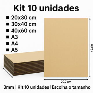 Kit 10 Placas MDF Cru 3mm | Corte Laser | 20x30 30x40 40x60 cm | Artesanato DIY em Oferta na Shopee