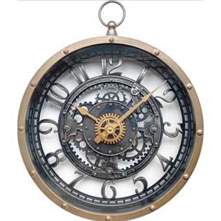 Relógio De Parede Analógico Retro Dourado Com Maquinário Exposto Stil Decor em Oferta na Shopee