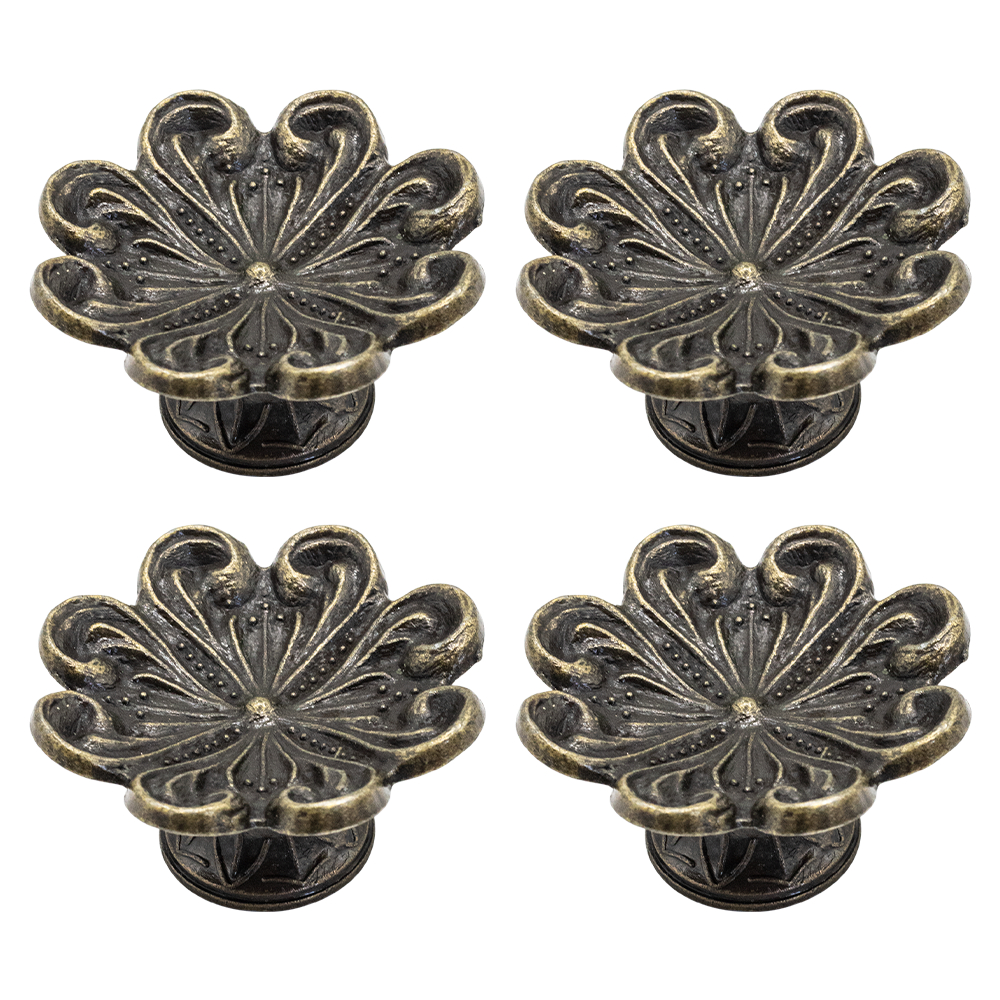 4 Pçs Puxadores Flor Gaveta Armário Móveis Colonial Retrô Comoda