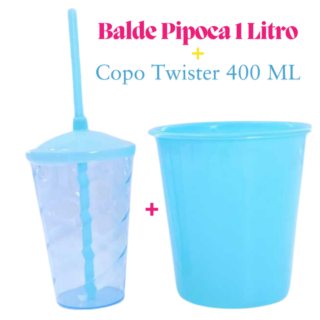 18 Kit Cinema Baldinho Pipoca 1Lt + Copos Twister 400 Ml Lembrancinha Cinema Chá Revelação em Oferta na Shopee