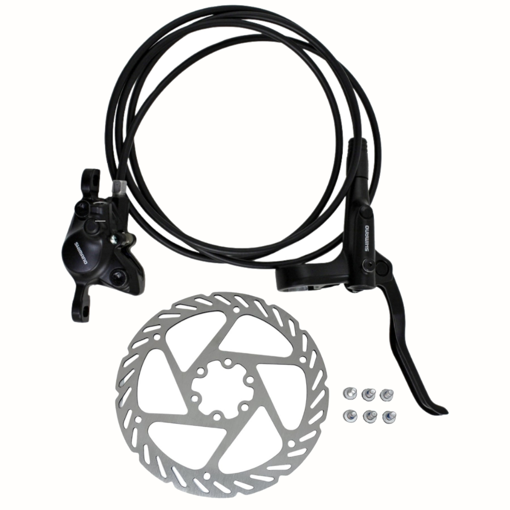 Freio A Disco Hidraulico Traseiro Direito Manete Cabo Pinça C/Pastilha Disco Parafusos Shimano Mt200
