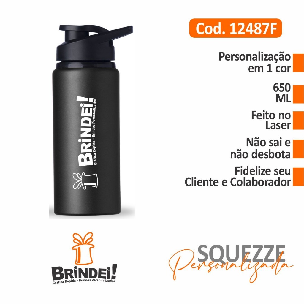 Garrafa  Personalizada Squeeze Alumínio 600ml