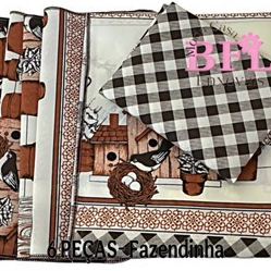 Kit De Cozinha 6 Peças (Jogo Americano - Estampado) - Casa Decoração - PREÇO DE FÁBRICA.