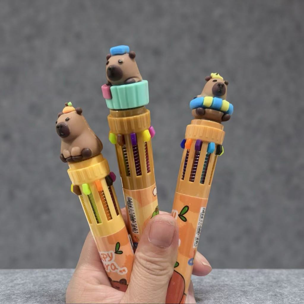 Caneta Capivara 10 CORES Capybara ponta 7mm Esferográfica Volta as Aulas Papealaria Colecionável