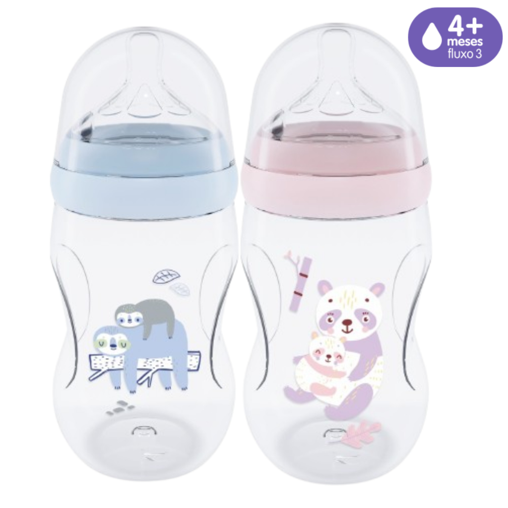 Mamadeira Pétala Lolly Anticólica Fluxo 3 +4 Meses Bico Silicone Reto 330 mL Tampa Antivazamento em Oferta na Shopee