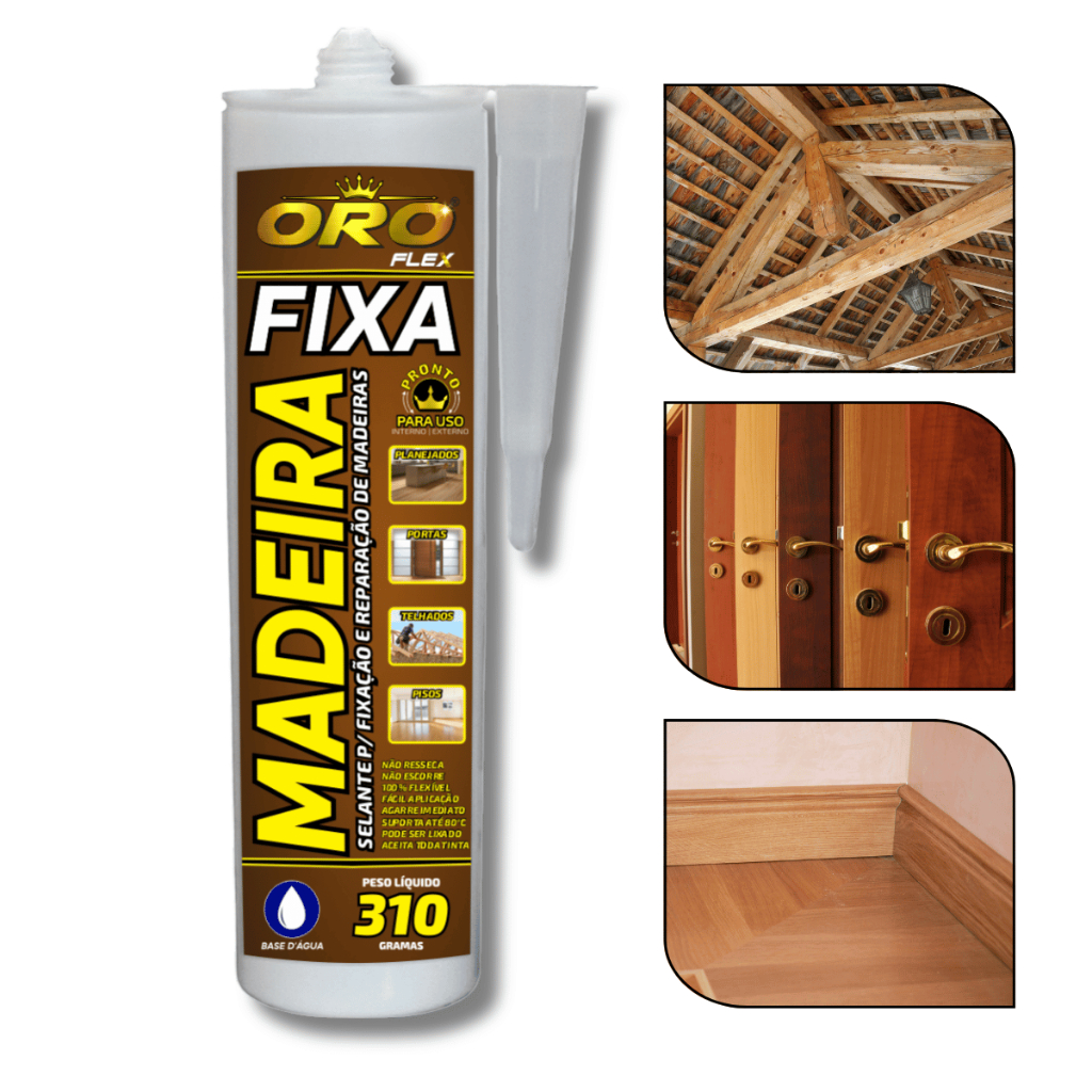 Adesivo FIXA MADEIRA extra forte p/ juntar, colar, rejuntar e dar acabamento 310GR MARROM OROFLEX em Oferta na Shopee