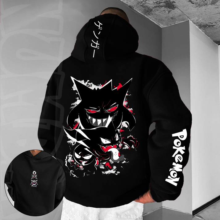 Blusa Moletom Canguru fantasma Gastly Gengar haunter Pokemon  Feminino Masculino Flanelado Unissex Inverno Algodao