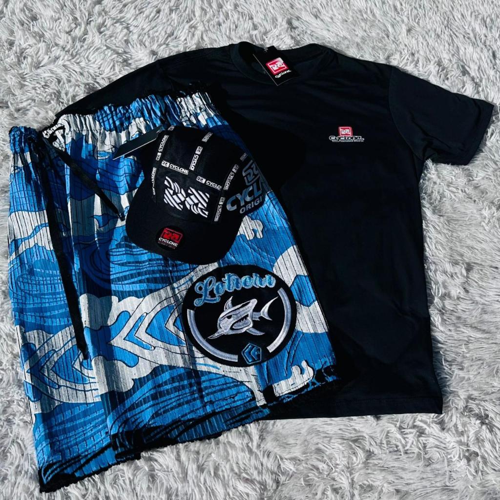 Kit Bermuda Da Letieri Veludo Breck + Camiseta Algodão e Boné