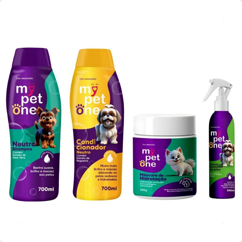 Kit Spa 4 em 1: Shampoo, Condicionador, Máscara , Desembaraçador Mypetone