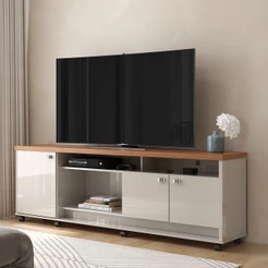 Rack Sala de Estar Rodízios para TV 70" Dallas 1,83m Lukaliam Móveis 3 Portas - Design Sofisticado