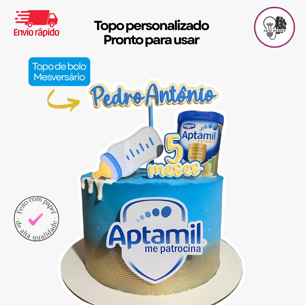 Mesversário | Topo de Bolo Mesversário Marca de Leite - Tema Divertido