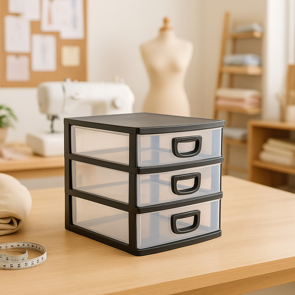 Kit 2 Gaveteiro De Mesa Organizador Micro 3 Gavetas Porta Tudo  Cor Preto Gavetas Transparentes