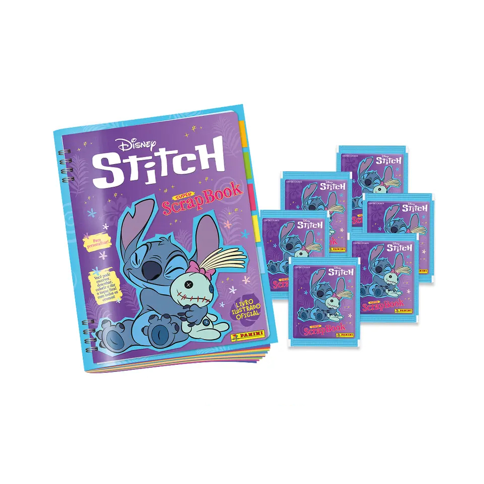 Album De Figurinha Capa Mole Stitch Super Scrapbook, Panini + 40 Envelopes