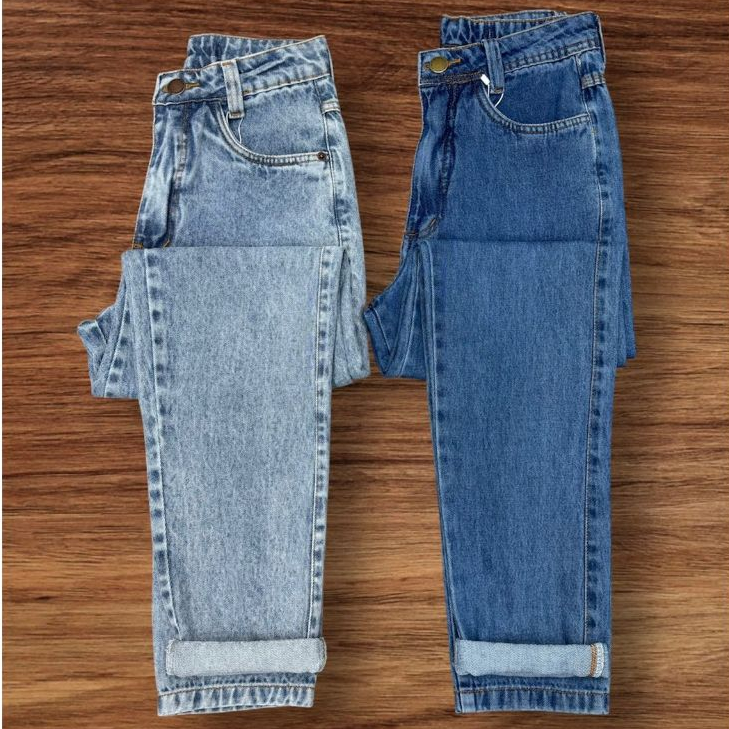 Calça Mom Jeans Cintura Alta Feminina Levanta Bumbum Sem Lycra em Oferta na Shopee
