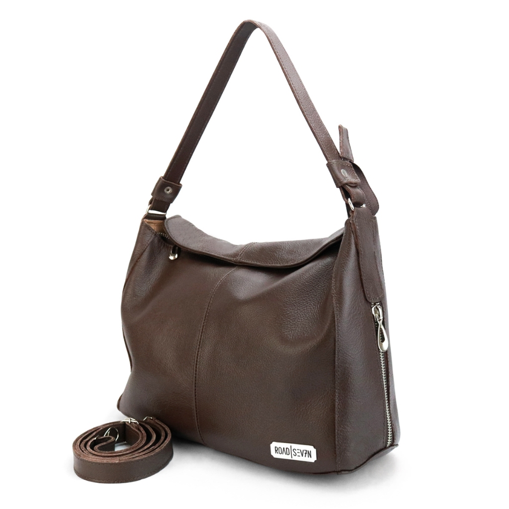 Bolsa Feminina Couro Legitimo Média Sacola Hobo Road Seven Para Mulheres Prática Resistente