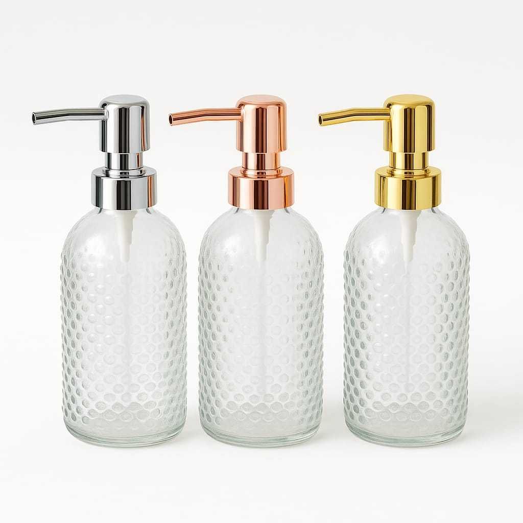 Frasco De Vidro Porta Saboneteira Prata Dourada Rosê para Sabonete Líquido com Válvula 400 ml em Oferta na Shopee