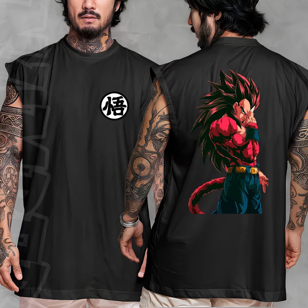 Camiseta regata machao oversized masculino ultra vegeta dragon ball streetwear em algodao unissex Longline