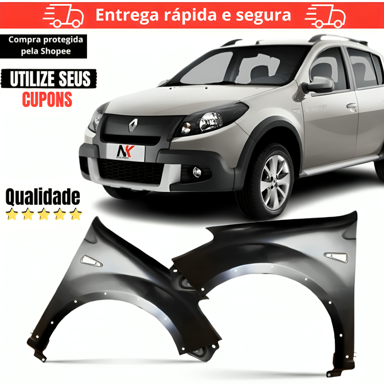 Par/Un Paralama Dianteiro Sandero Stepway 2008 2009 2010 2011 2012013 2014 Lameiro Para Lama em Oferta na Shopee