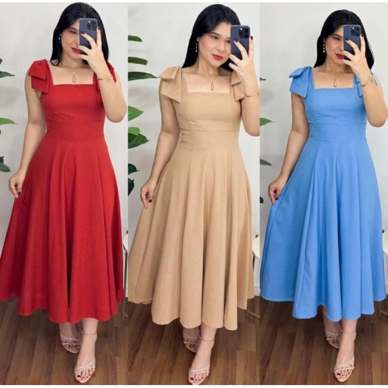 Vestido Alça Evangélico Longo Com Laço No Ombro em Oferta na Shopee