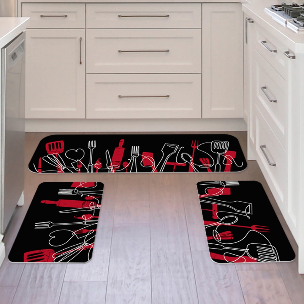 KIT com 3 Tapetes para Cozinha ANTIDERRAPANTE EMBORRACHADO com Estampa Digital Modelos 03 em Oferta na Shopee