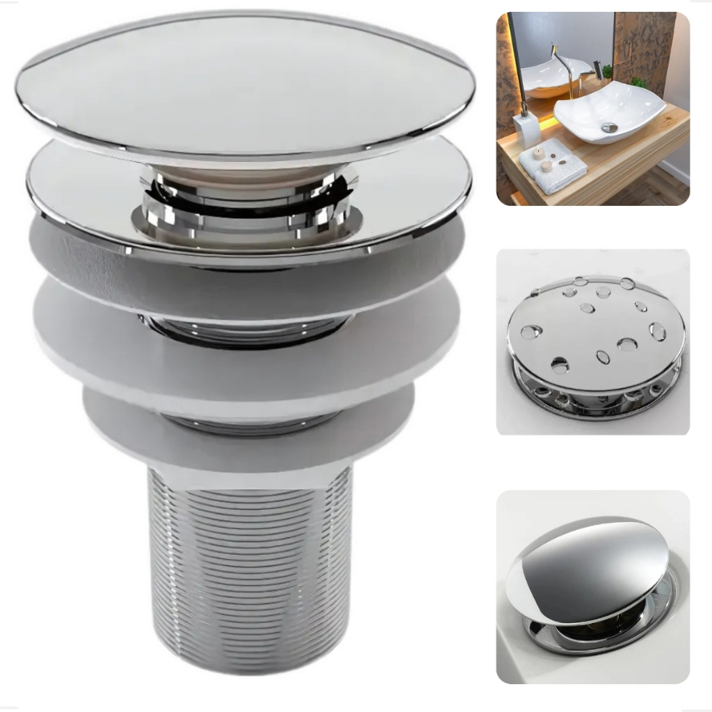 Valvula Click Cromado para Cuba de Banheiro Lavabo Inteligente Anti-Odor 7/8 em ABS em Oferta na Shopee