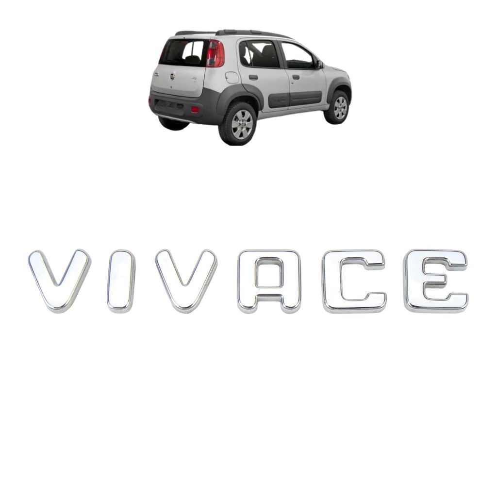 Emblema letreiro VIVACE uno 2011 a 2016 - Cromado em Oferta na Shopee