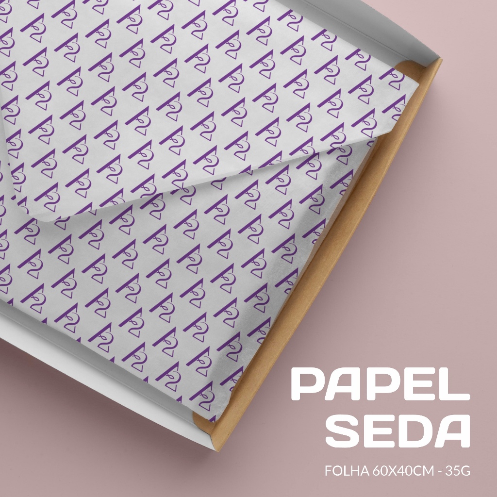 Papel seda 40x60cm personalizado com a sua marca / LOGO -  Folha de 35g em Oferta na Shopee
