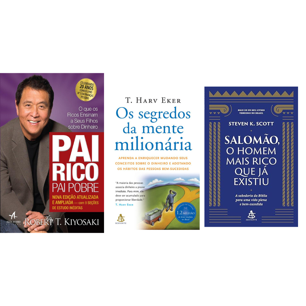 Kit Pai Rico, Pai Pobre + Os Segredos Da Mente Milionária + Salomão, O Homem Mais Rico que Existiu