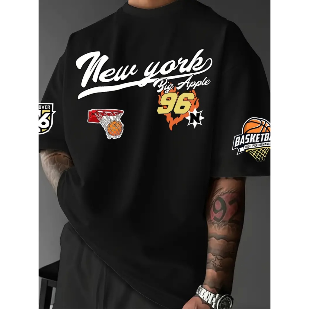 Camiseta Masculina Algodão Tradicional PlusSize Infantil StreetWear Urbano New York City Basquete