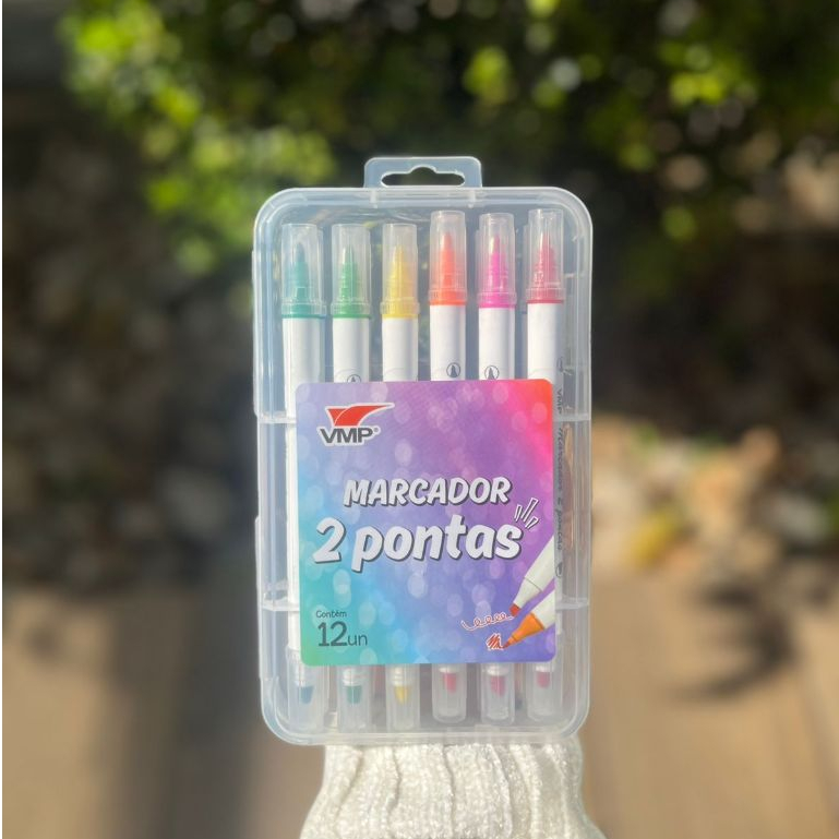 CANETA MARCADORA 2 PONTAS  / 12 CORES / VMP