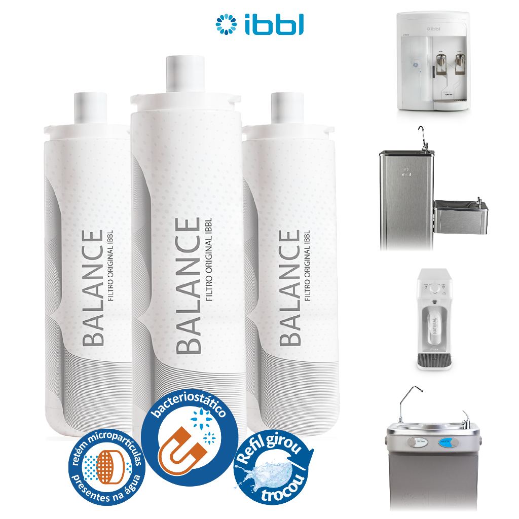 1, 2 ou 3 Unidade de Refil Purificador de Água IBBL Filtro Balance Equilibrium Etapas de Purificação