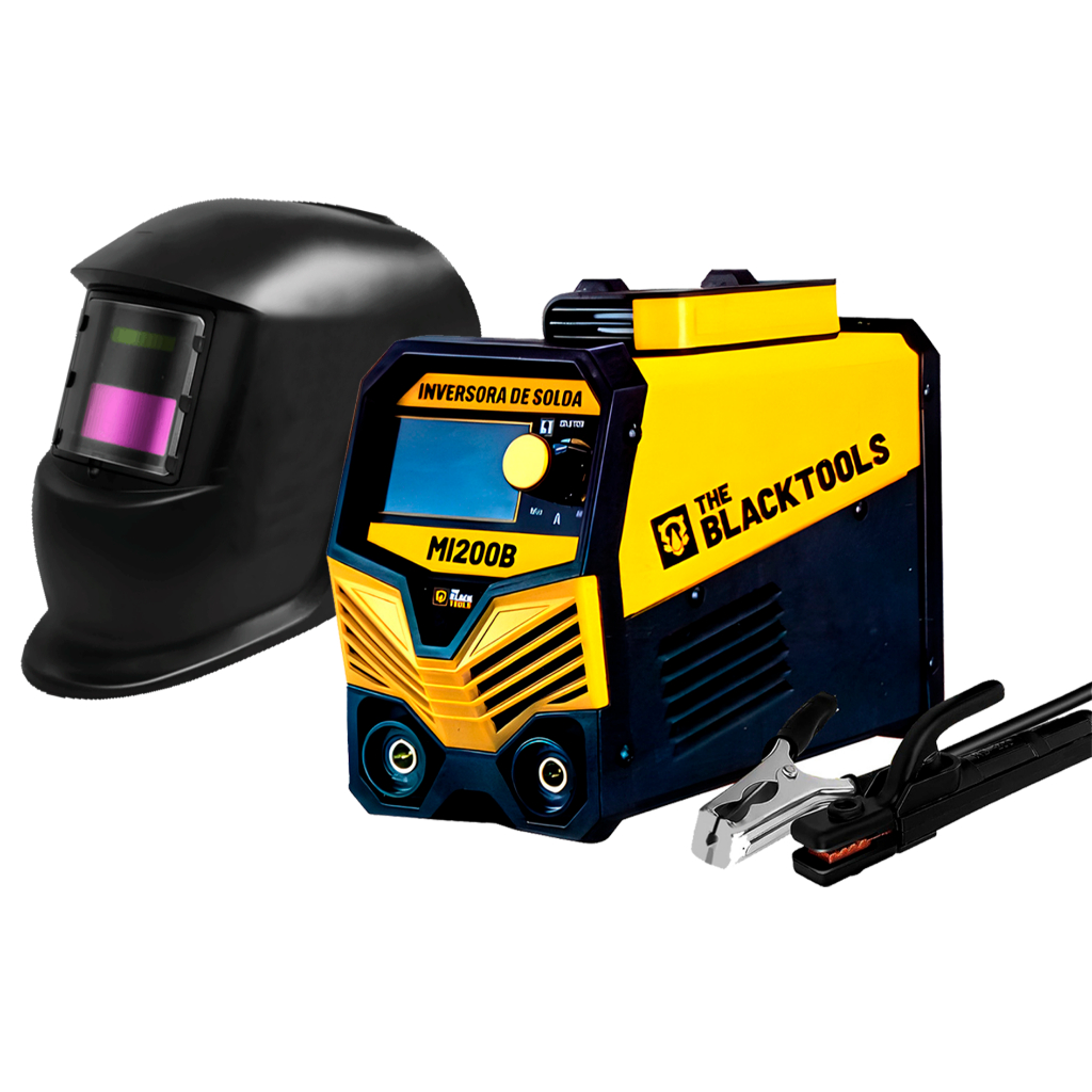 Maquina De Solda Inversora Eletrodo Bivolt 150a The Black Tools + Máscara De Solda Automatica