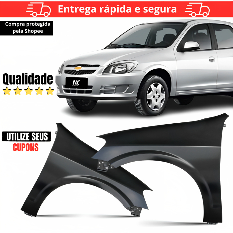 Par/Un Paralama Dianteiro Celta 2007 2008 2009 2010 á 2015 Prisma Mold. Original